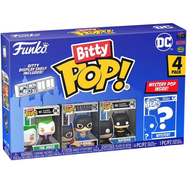 Funko Bitty Pop! DC Mini Collectible Toys 4-Pack - The Joker, Batgirl, Batman & Mystery Figure