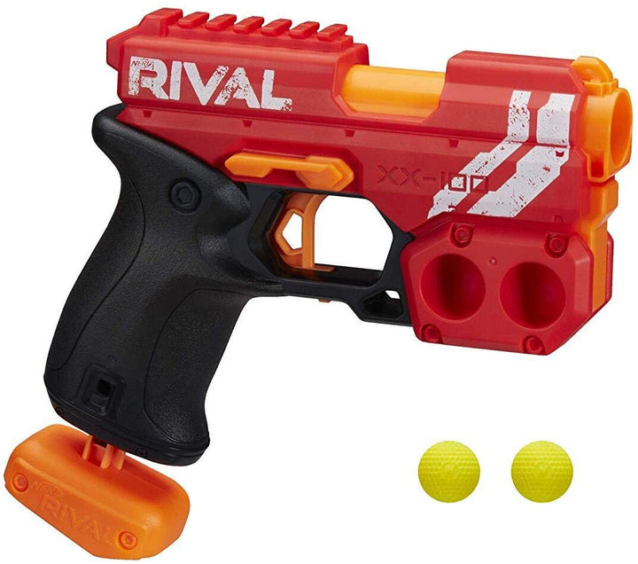 Nerf Plastic Rival Knockout XX-100 Blaster Round Storage, 90 FPS Velocity, Breech Load Includes 2 Official Rival Rounds Multicolor