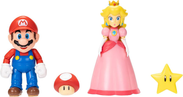 Super Mario Nintendo 4" Figure 2 Pack: Mario & Peach