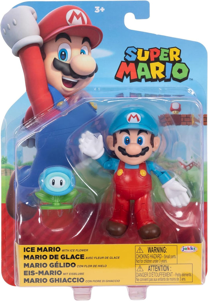 Super Mario 4' Nintendo Ice Mario Toy Figure With Ice Flower Accessory