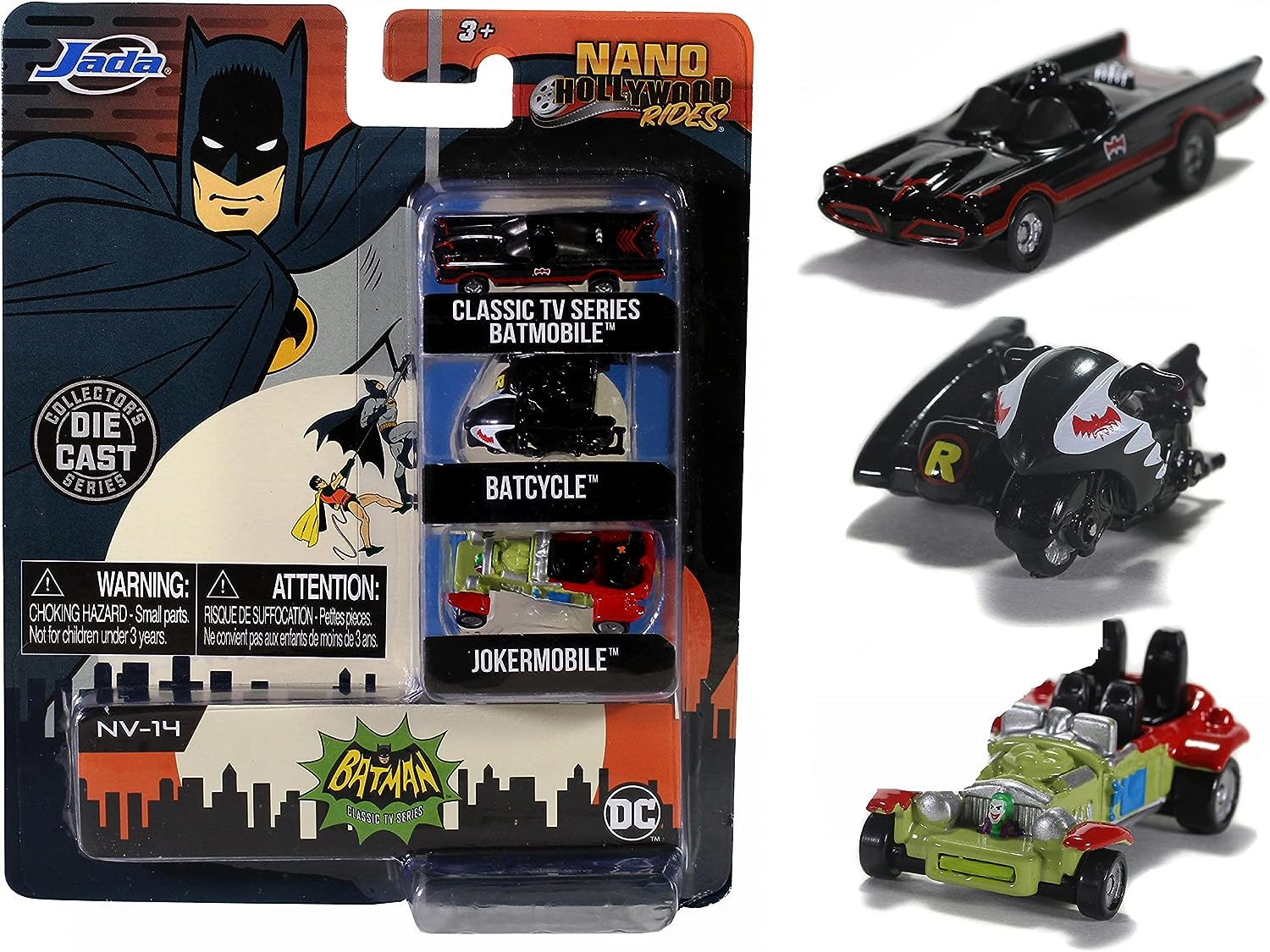 Jada Batman Classic TV Series Nano Hollywood Rides 3 pack Collectors Diecast Series