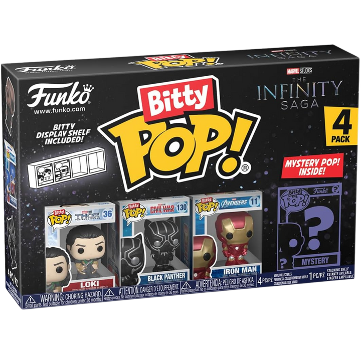 Funko Bitty Pop!  The Infinity Saga 4 Pack - Loki / Black Panther / Iron Man / Mystery