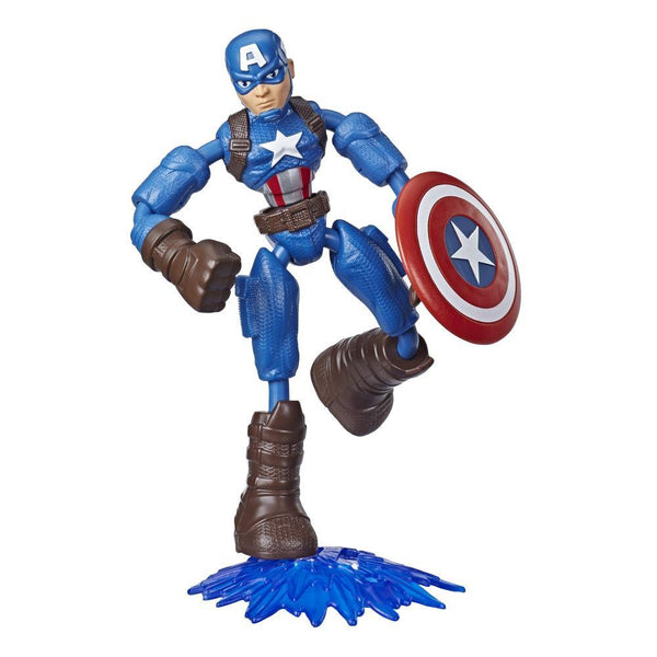 Marvel Avengers Bend And Flex Action Figure, 6-Inch Flexible Captain America Figure, Includes Blast Accessory