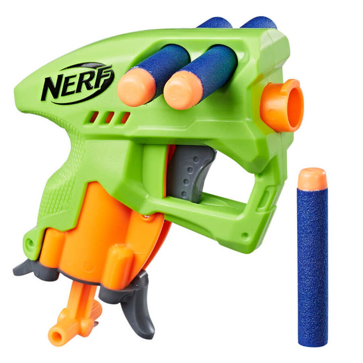 Nerf NanoFire Blaster, Blue Single-Shot Blaster with Dart Storage, Includes 3 Elite Darts, Assorted